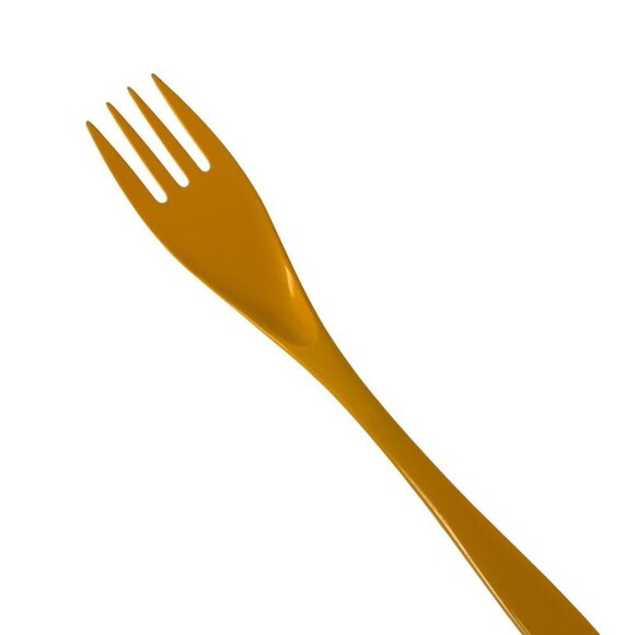Hutzler Melamine Meat Serving Fork Orange Gold Kitchen Utensil Made in Thailand - Picture 2 of 5